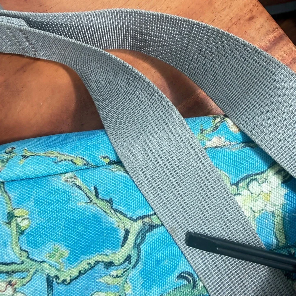 Moko Almond Tree Blossoms Blue Tablet Bag Crossbody Padded Case Sleeve w Strap